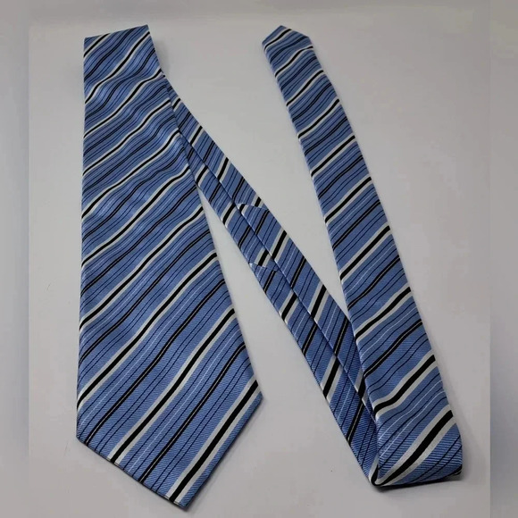 Canali Men's Tie Neck Tie  Blue Striped 100% Seta Silk Italy 58" MINT - Picture 4 of 10